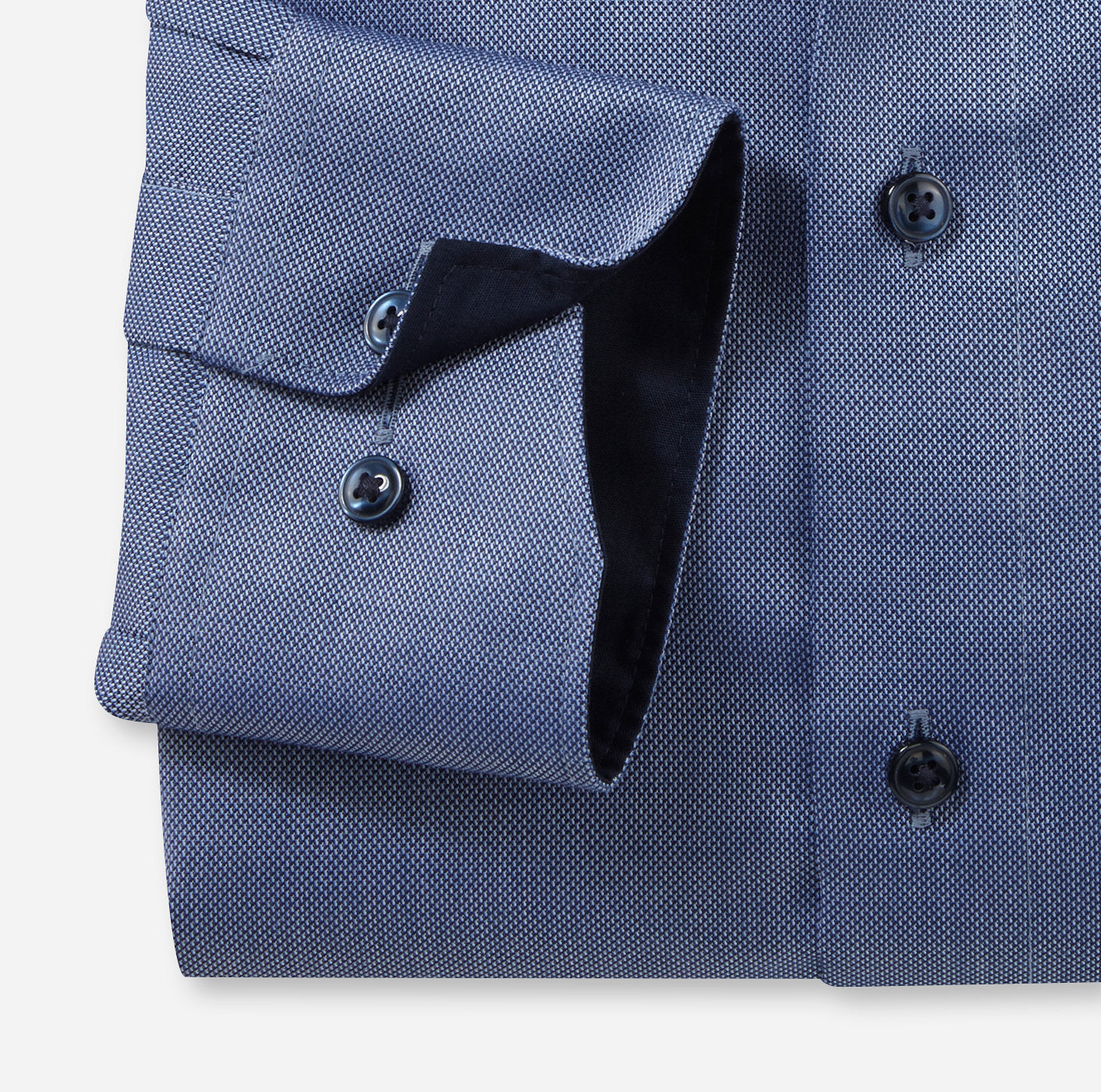 OLYMP NATTÉ LANGARM HEMD MODERN FIT MARINE MIT PATCHUNG