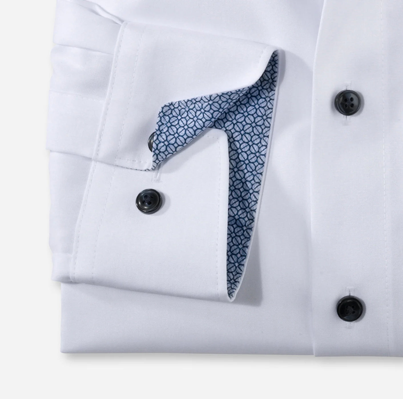 OLYMP UNI LANGARM HEMD MODERN FIT WEISS MIT PATCHUNG