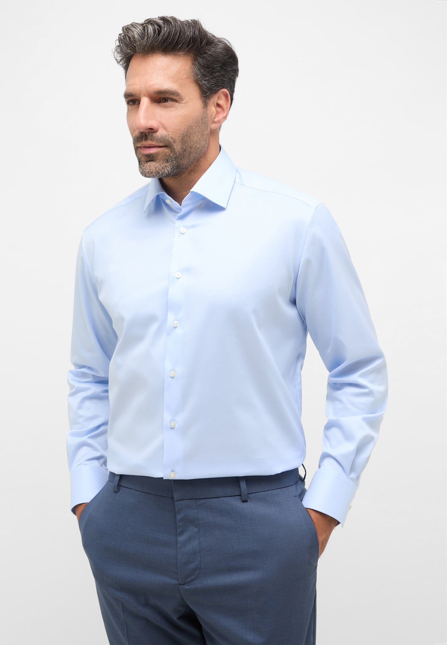 ETERNA LANGARM HEMD LUXURY SHIRT COMFORT FIT HELLBLAU