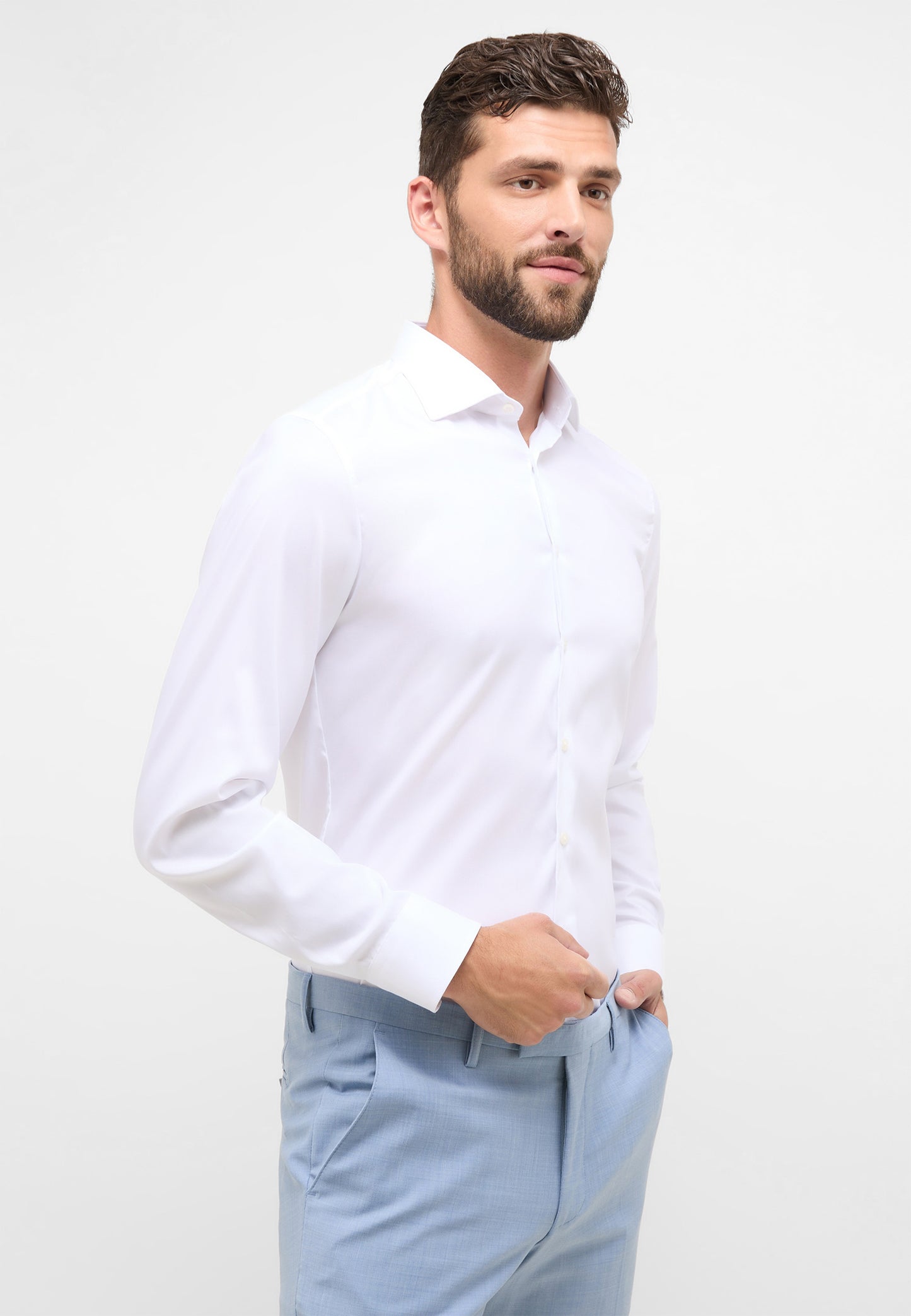 ETERNA LANGARM HEMD SLIM FIT PERFORMANCE SHIRT WEISS