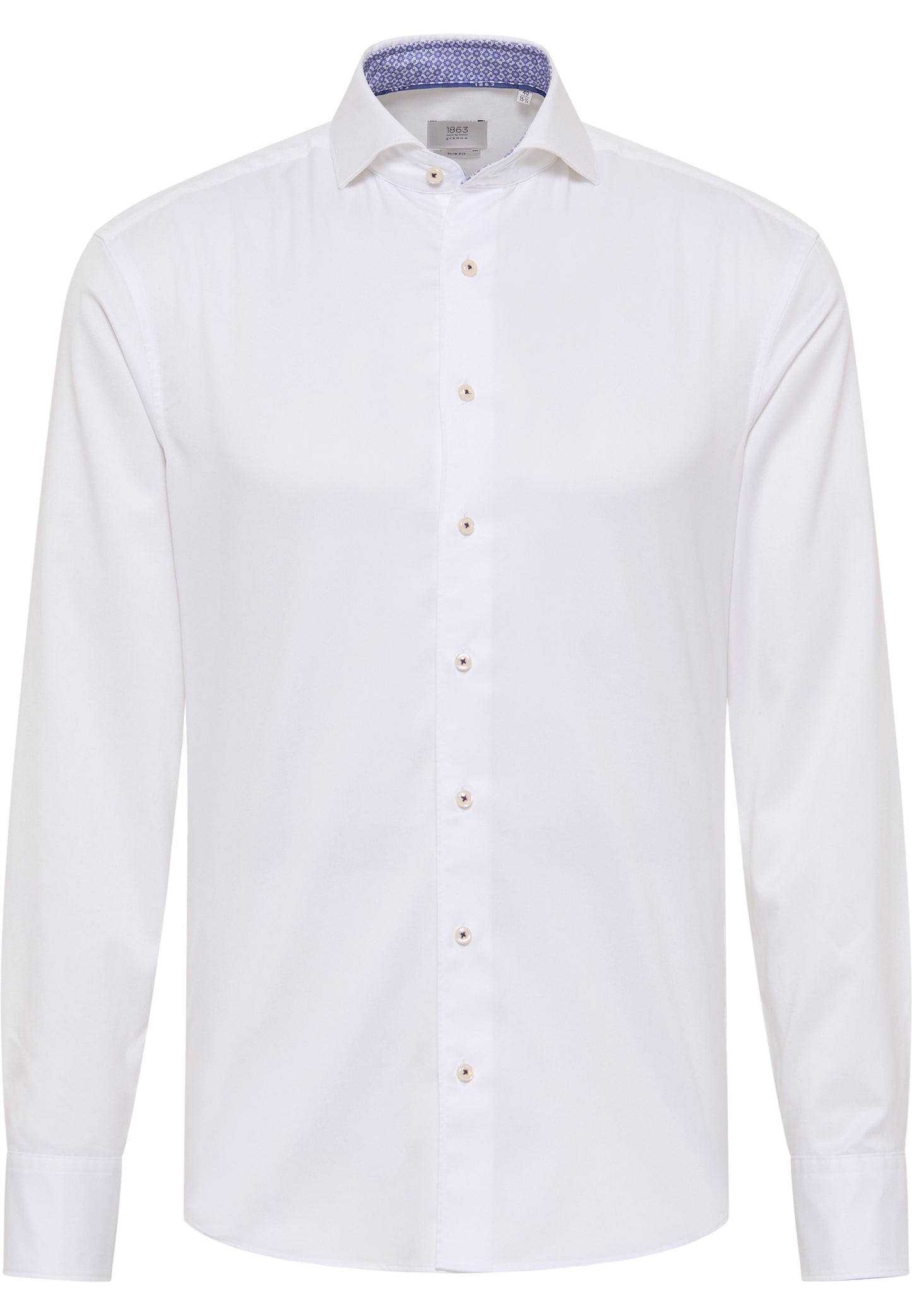 ETERNA LANGARM HEMD SLIM FIT SOFT LUXURY SHIRT WEISS MIT PATCHUNG