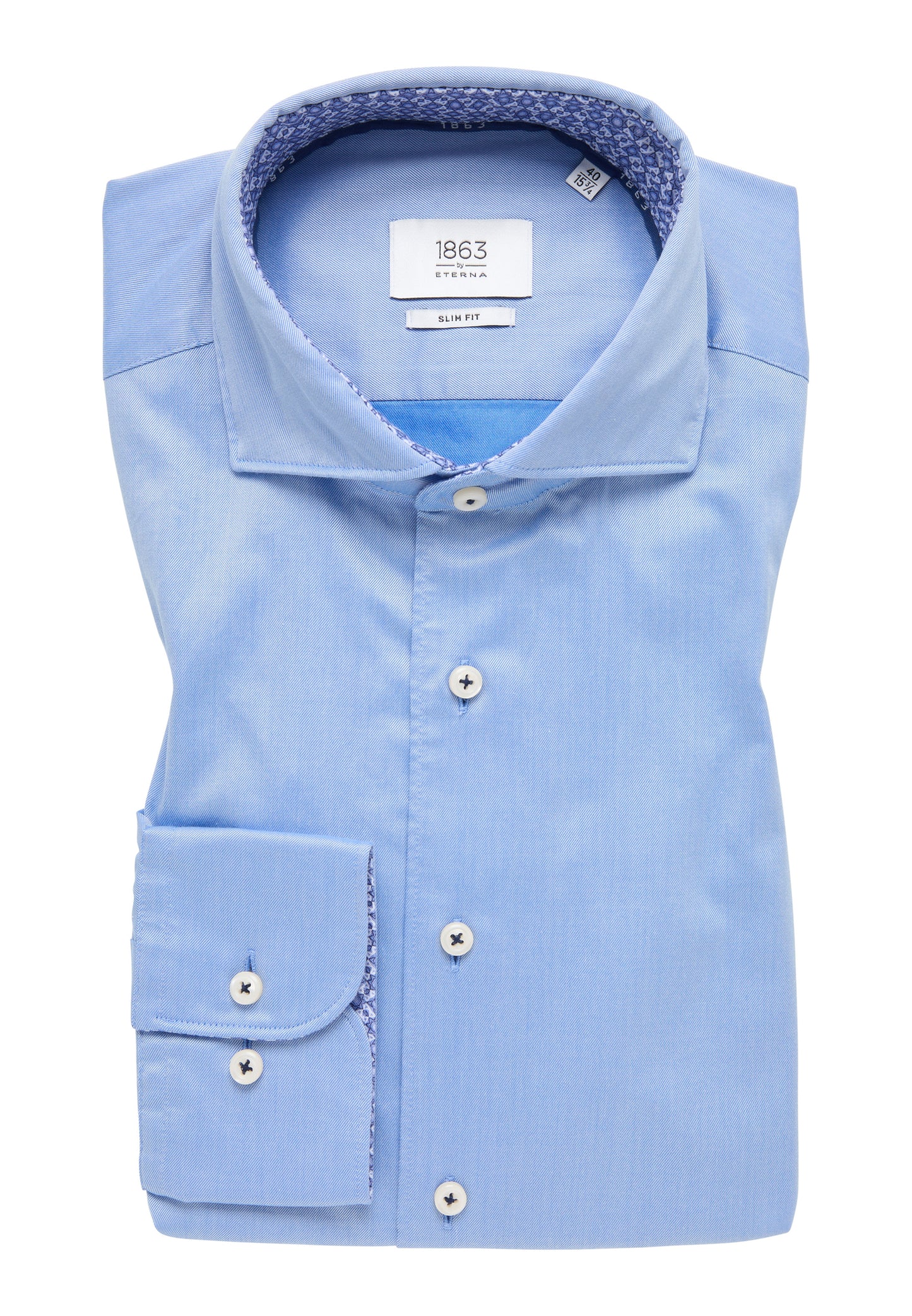 ETERNA LANGARM HEMD SLIM FIT SOFT LUXURY SHIRT HELLBLAU MIT PATCHUNG