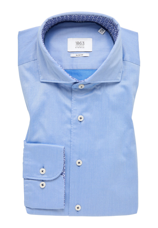 ETERNA LANGARM HEMD SLIM FIT SOFT LUXURY SHIRT HELLBLAU MIT PATCHUNG