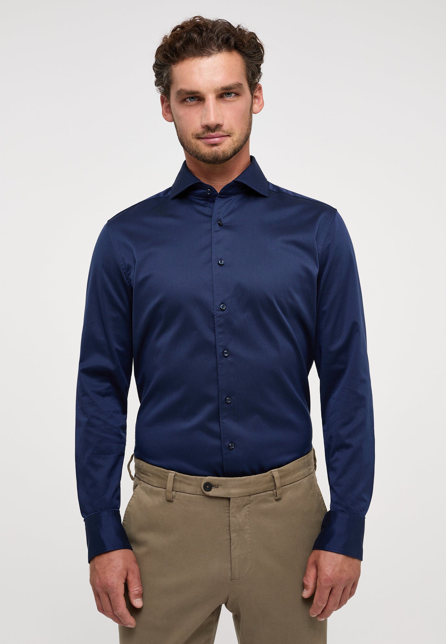 ETERNA LANGARM HEMD SLIM FIT SOFT LUXURY SHIRT NAVY