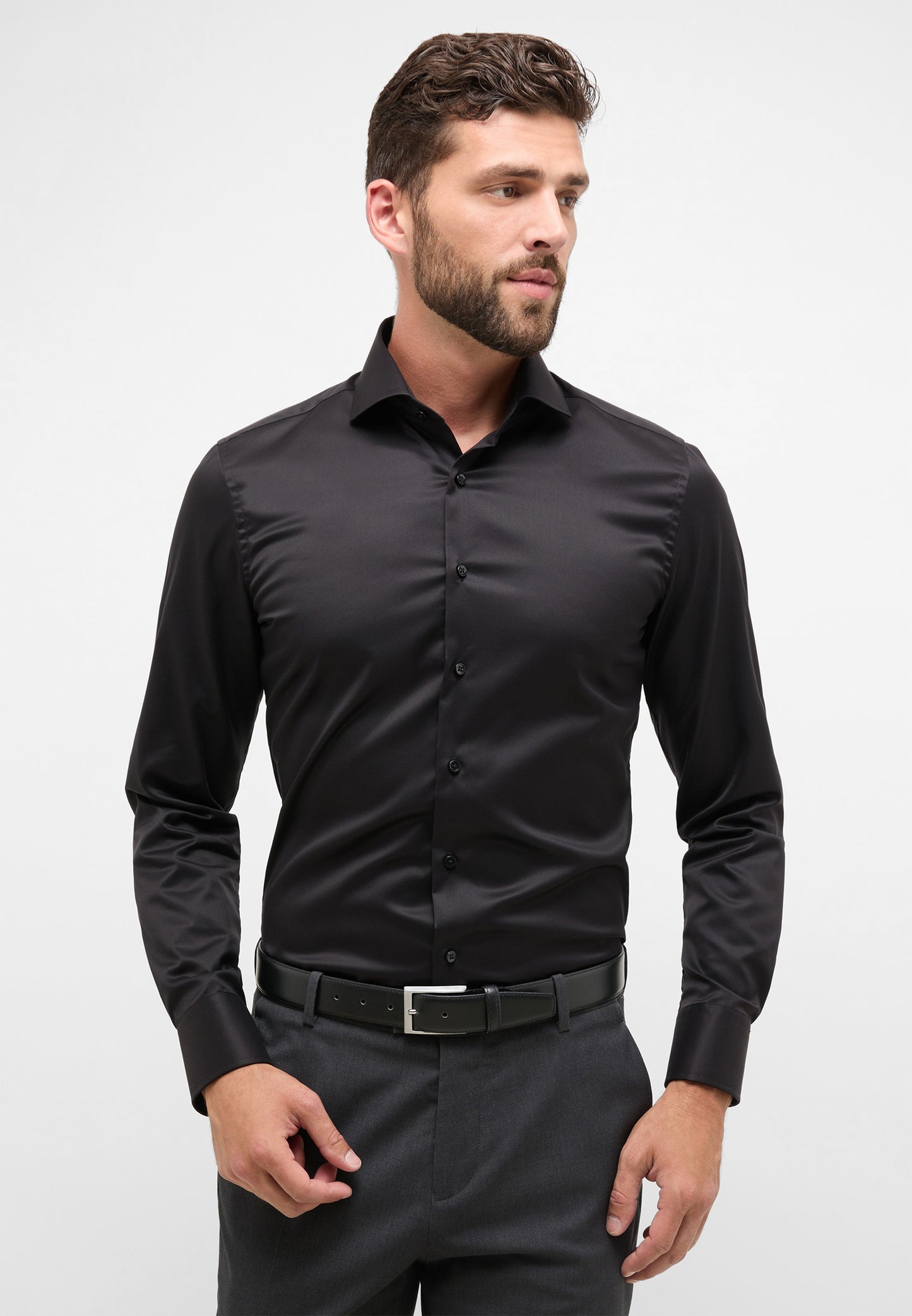 ETERNA LANGARM HEMD LUXURY SHIRT SLIM FIT UNI TWILL SCHWARZ
