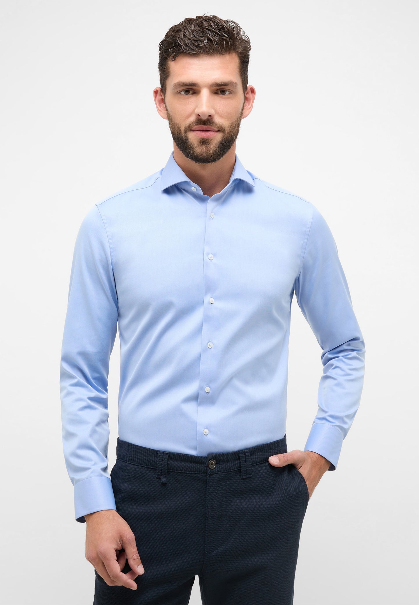 ETERNA LANGARM HEMD SLIM FIT COVER SHIRT TWILL BLAU