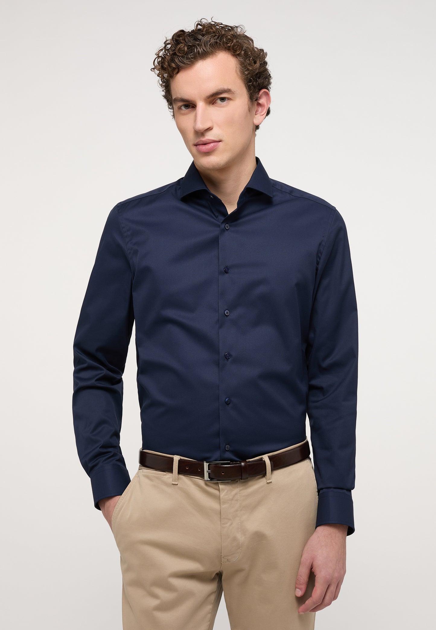 ETERNA LANGARM HEMD SLIM FIT COVER SHIRT TWILL NAVY