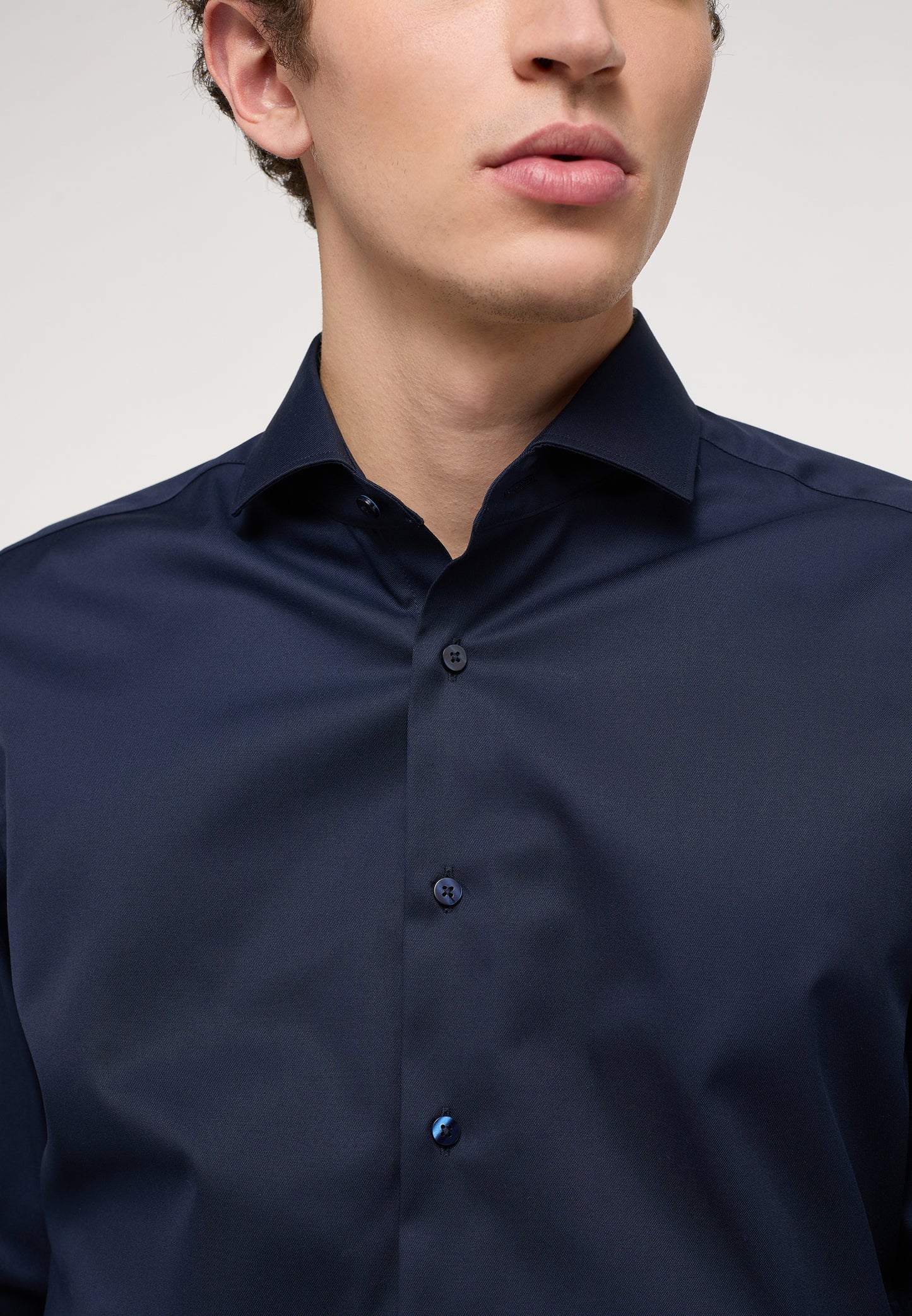 ETERNA LANGARM HEMD SLIM FIT COVER SHIRT TWILL NAVY