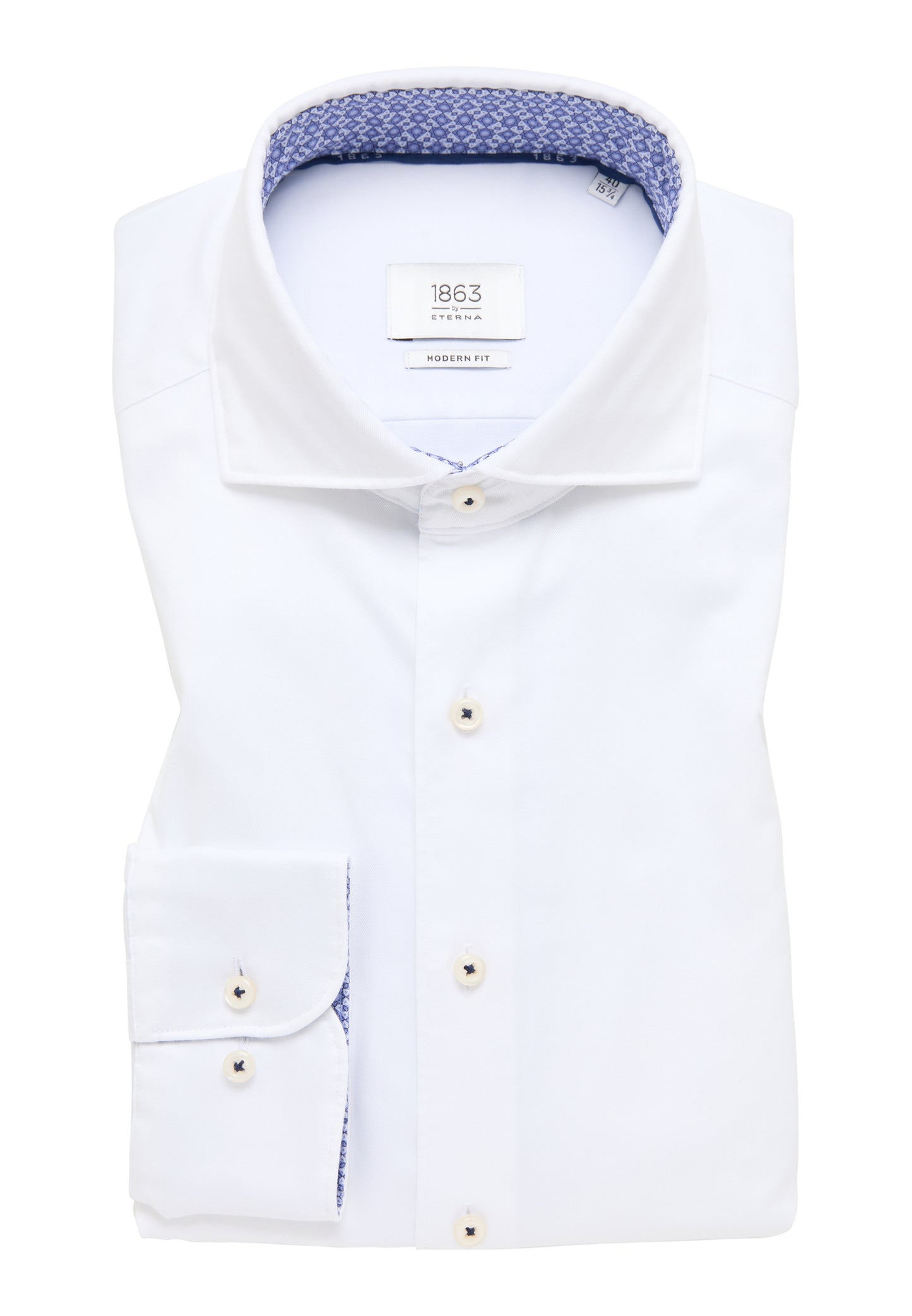ETERNA LANGARM HEMD MODERN FIT SOFT LUXURY SHIRT WEISS MIT PATCHUNG