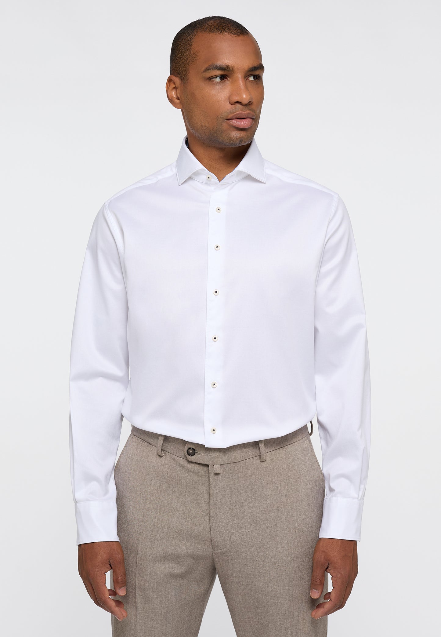 ETERNA LANGARM HEMD MODERN FIT SOFT LUXURY SHIRT WEISS MIT PATCHUNG