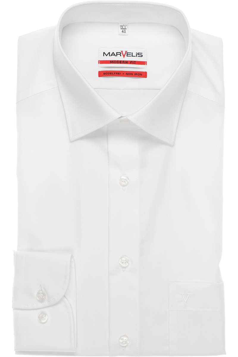 MARVELIS LANGARM HEMD POPELINE MODERN FIT WEISS