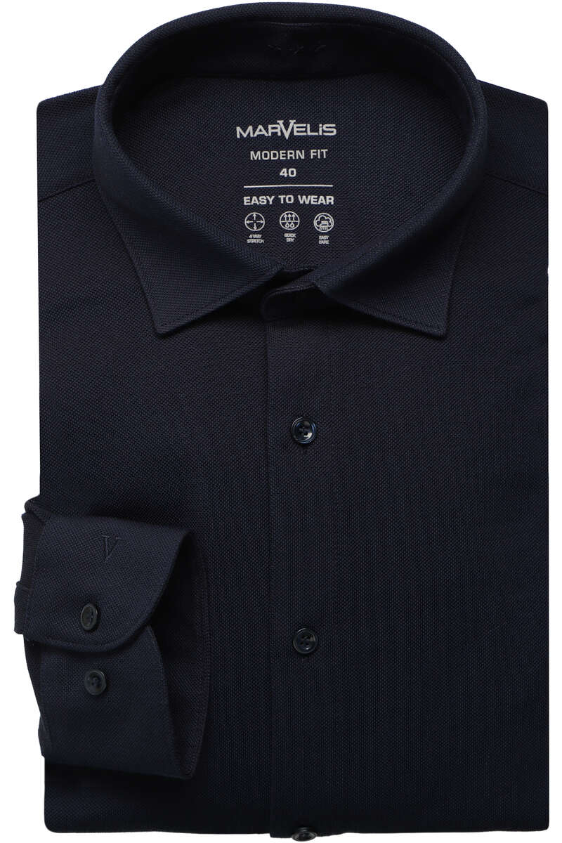 MARVELIS LANGARM HEMD MODERN FIT NAVY