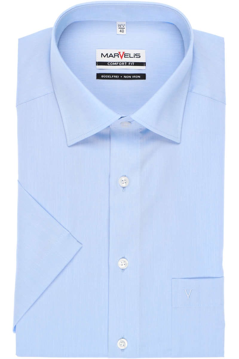 MARVELIS KURZARM HEMD CHAMBRAY COMFORT FIT HELLBLAU
