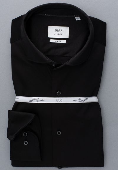 ETERNA LANGARM HEMD SLIM FIT JERSEY SHIRT SCHWARZ
