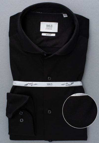 ETERNA LANGARM HEMD SLIM FIT JERSEY SHIRT SCHWARZ