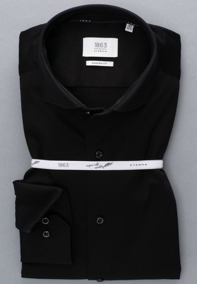 ETERNA LANGARM HEMD MODERN FIT JERSEY SHIRT SCHWARZ