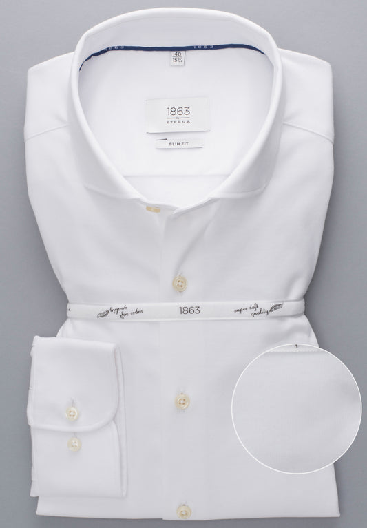ETERNA LANGARM HEMD SLIM FIT JERSEY SHIRT WEISS