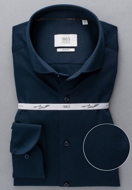 ETERNA LANGARM HEMD SLIM FIT JERSEY SHIRT MARINE