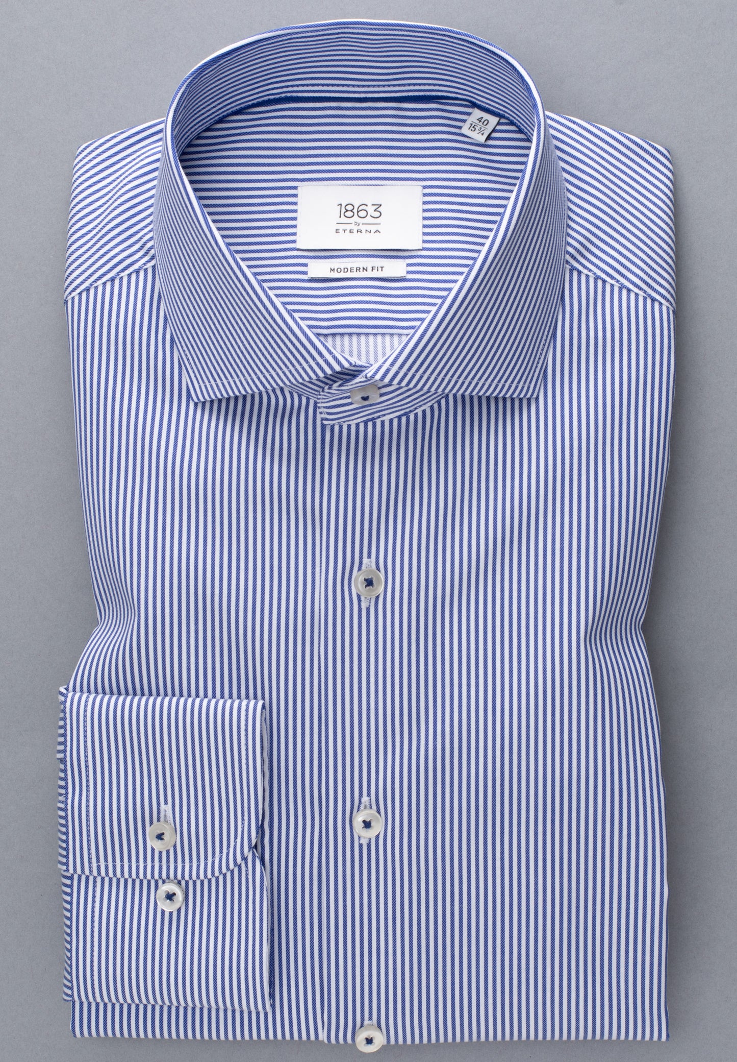 ETERNA LANGARM HEMD MODERN FIT STREIFEN TWILL BLAU/WEISS