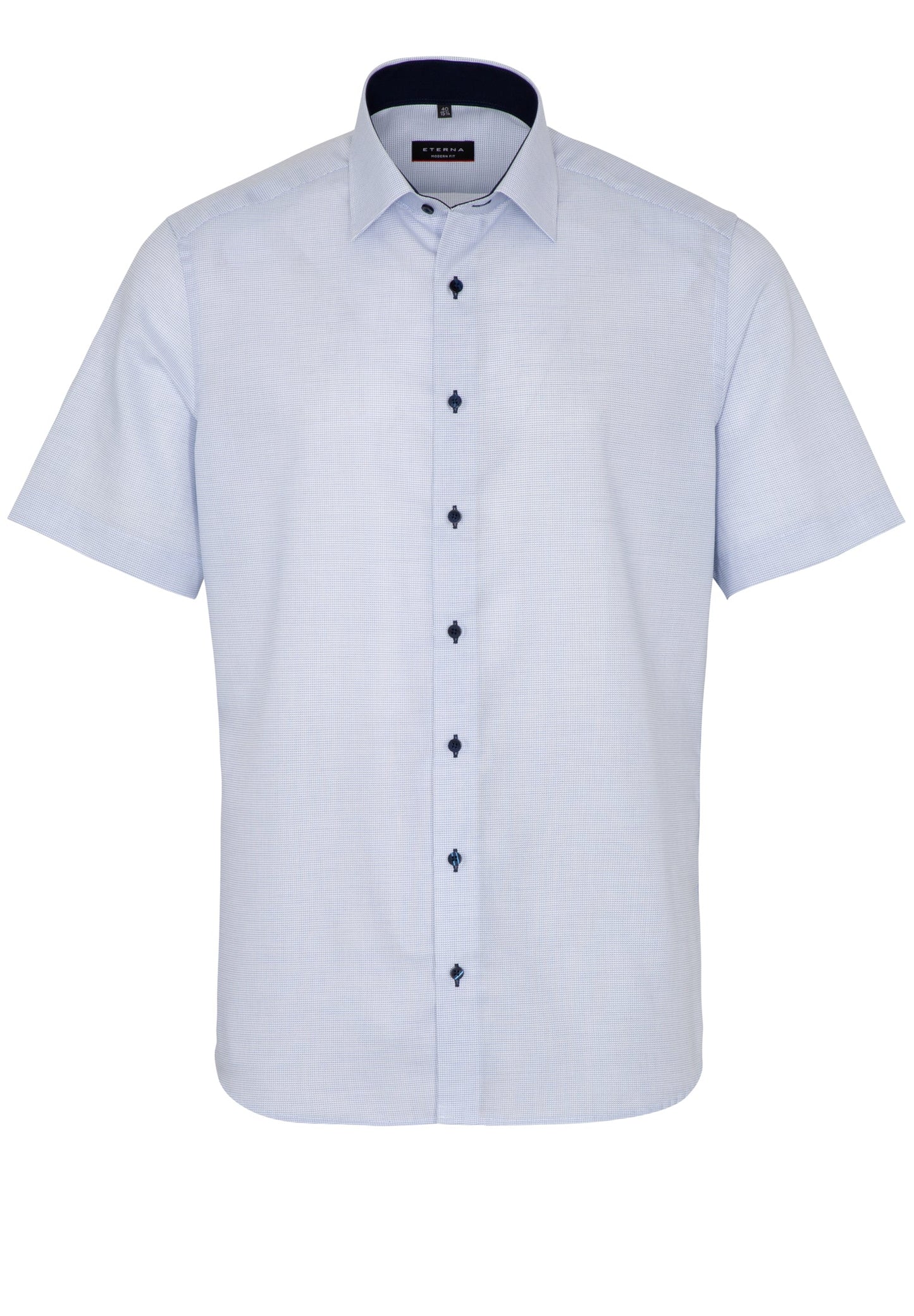 ETERNA KURZARM HEMD MODERN FIT STRUKTUR HELLBLAU