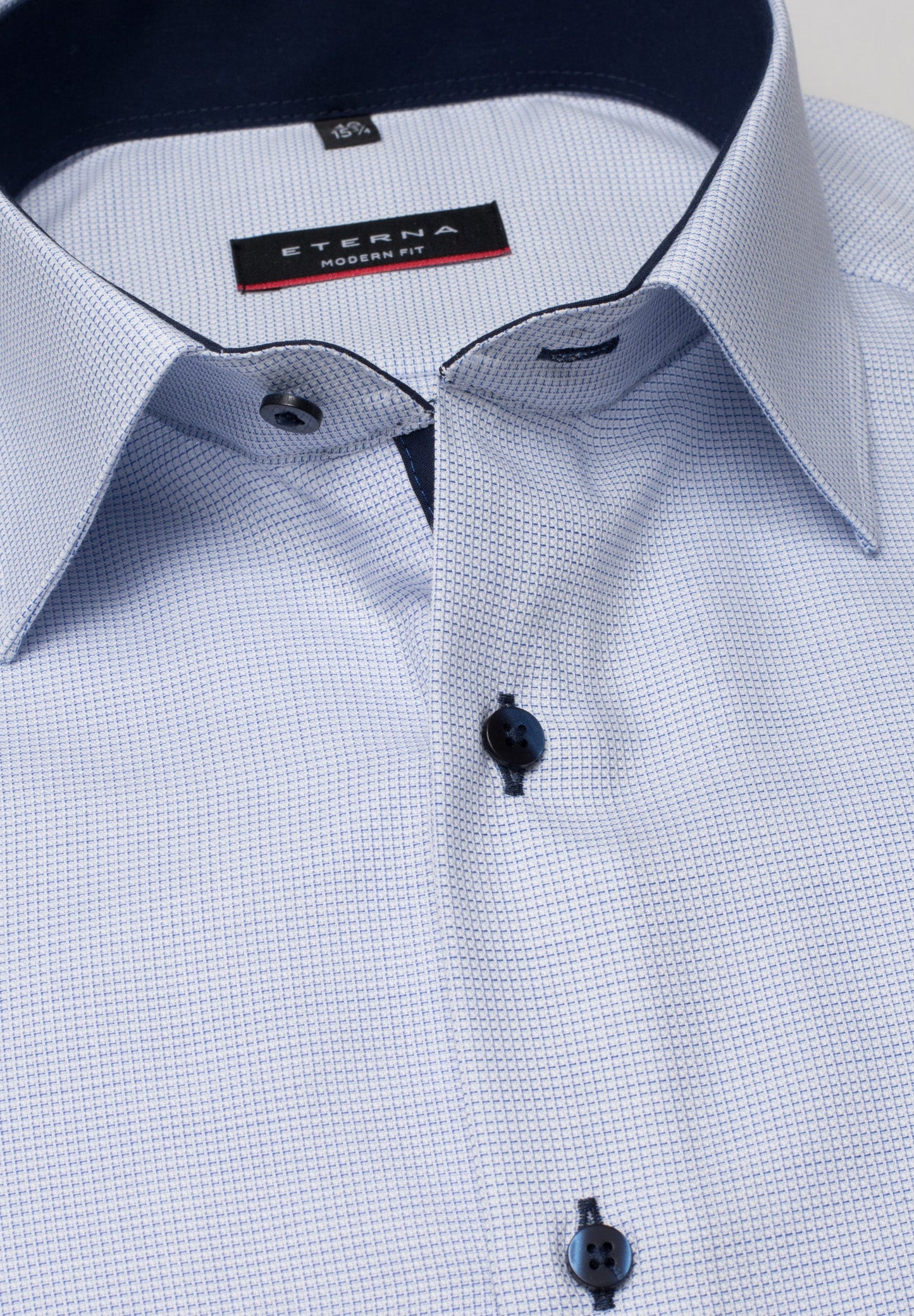 ETERNA KURZARM HEMD MODERN FIT STRUKTUR HELLBLAU