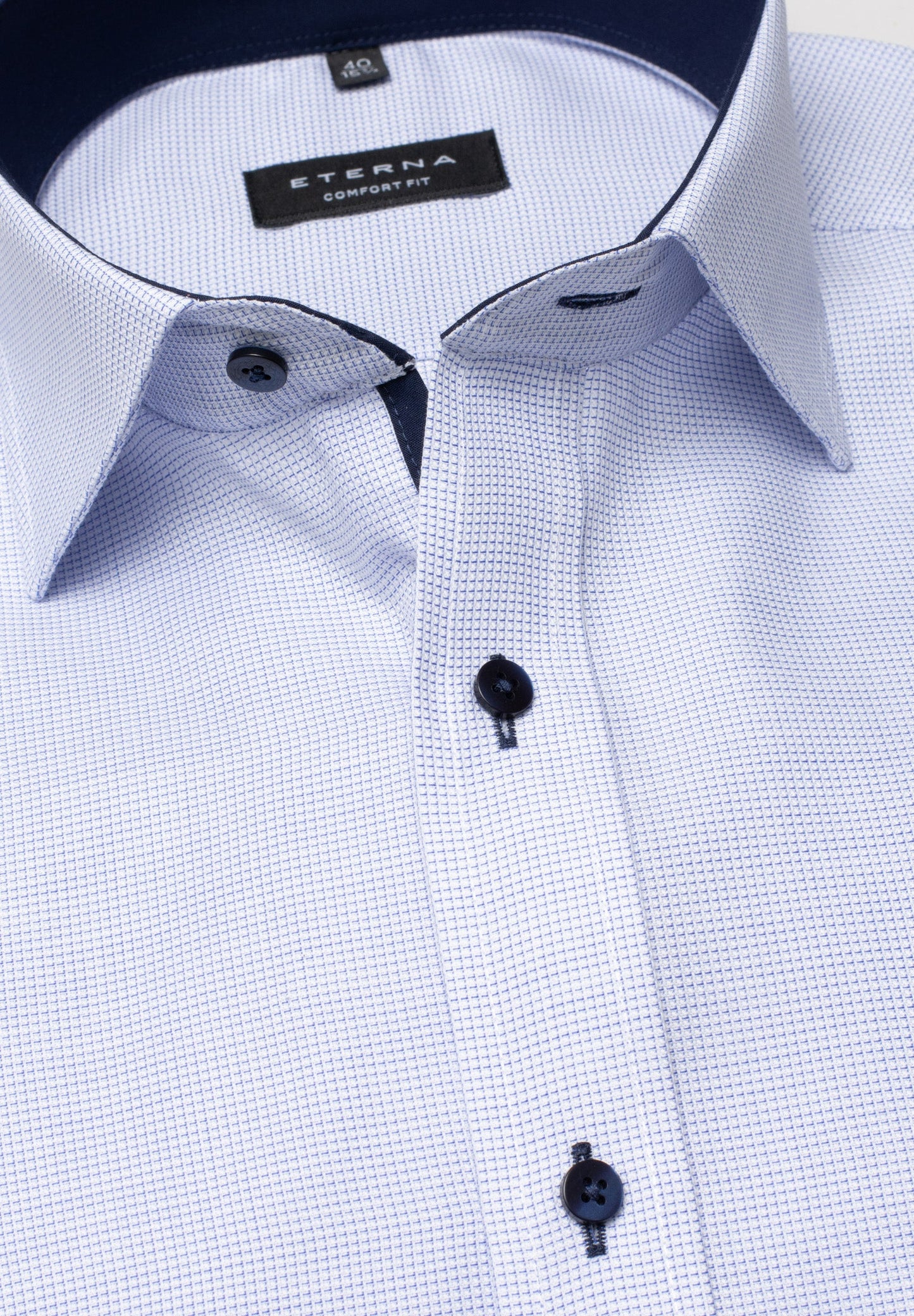 ETERNA KURZARM HEMD COMFORT FIT STRUKTUR HELLBLAU