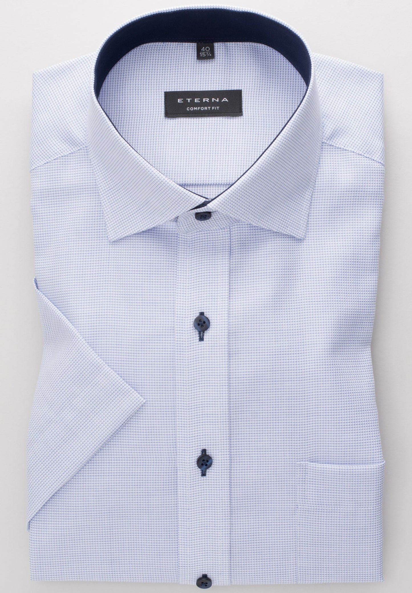 ETERNA KURZARM HEMD COMFORT FIT STRUKTUR HELLBLAU