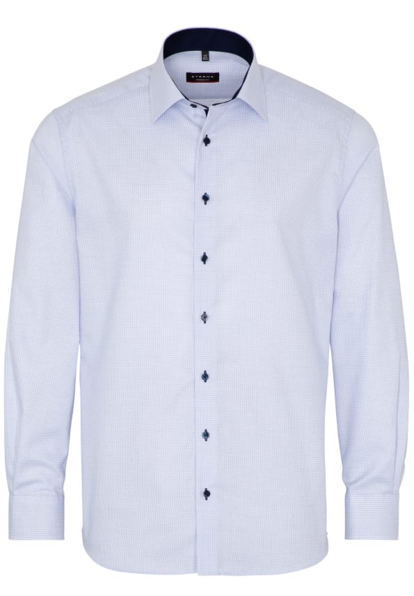 ETERNA LANGARM HEMD MODERN FIT STRUKTUR HELLBLAU MIT PATCHUNG