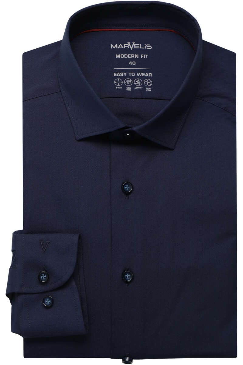 MARVELIS LANGARM HEMD MODERN FIT DUNKELBLAU