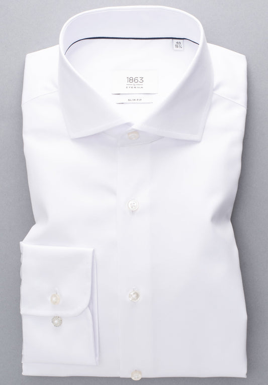 ETERNA LANGARM HEMD LUXURY SHIRT SLIM FIT UNI TWILL WEISS