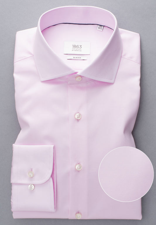 ETERNA LANGARM HEMD LUXURY SHIRT SLIM FIT UNI TWILL ROSA