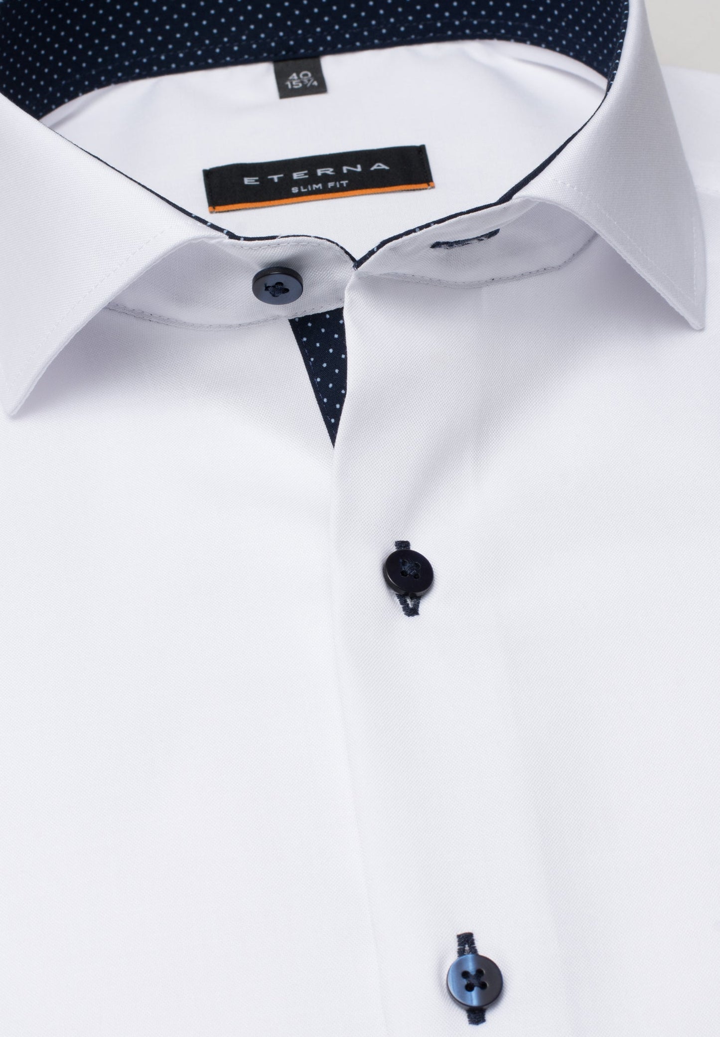 ETERNA LANGARM HEMD SLIM FIT OXFORD WEISS MIT PATCHUNG
