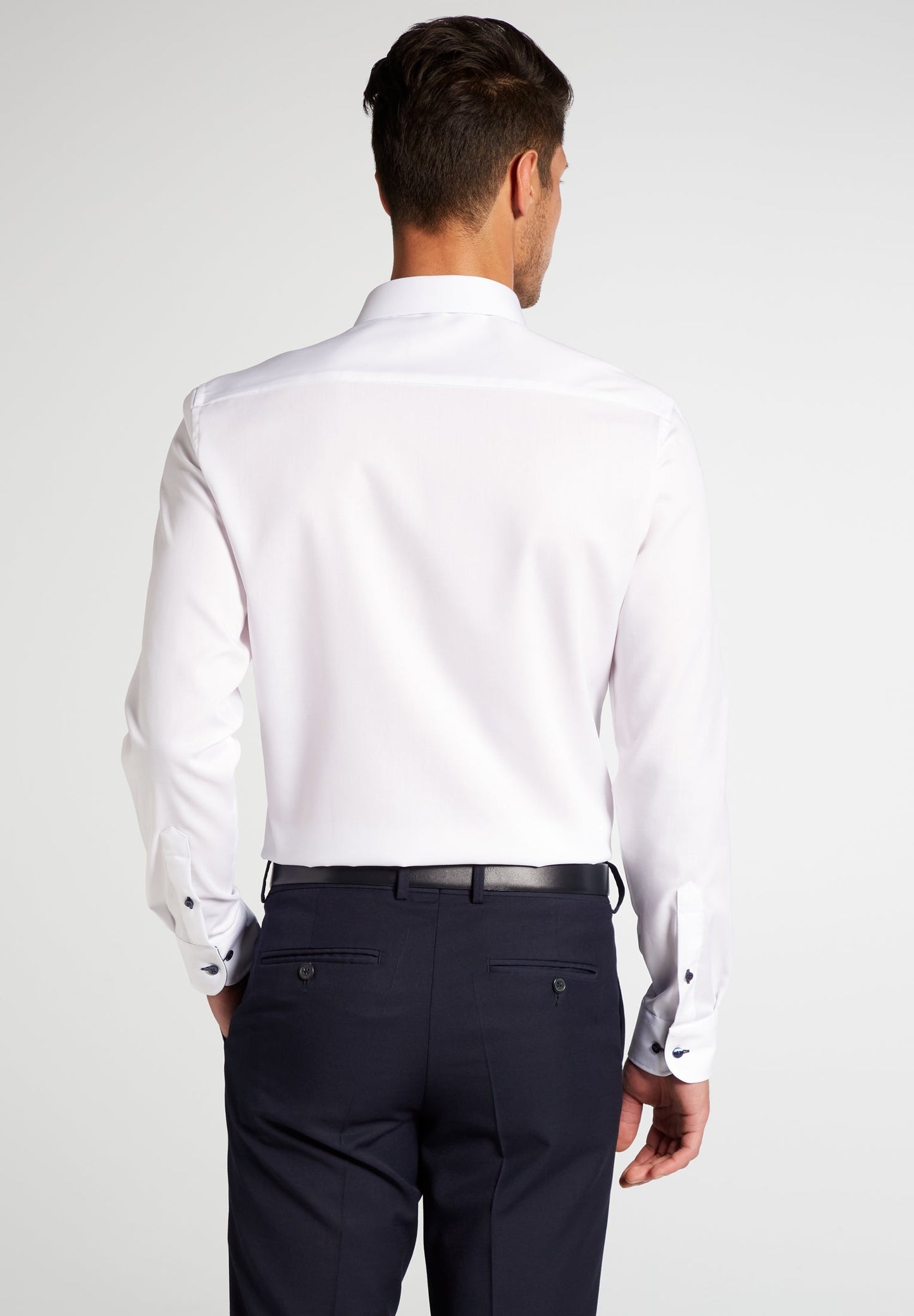 ETERNA LANGARM HEMD SLIM FIT OXFORD WEISS MIT PATCHUNG