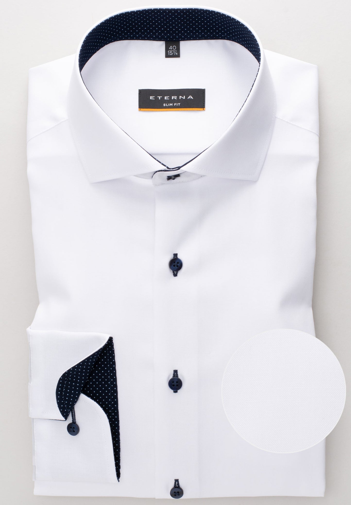 ETERNA LANGARM HEMD SLIM FIT OXFORD WEISS MIT PATCHUNG