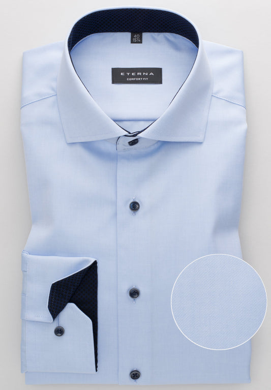 ETERNA LANGARM HEMD COMFORT FIT COVER SHIRT HELLBLAU MIT PATCHUNG