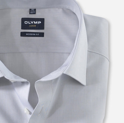 OLYMP CHAMBRAY LANGARM HEMD MODERN FIT SILBERGRAU
