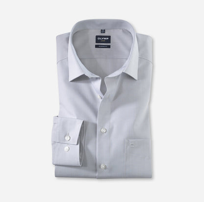 OLYMP CHAMBRAY LANGARM HEMD MODERN FIT SILBERGRAU