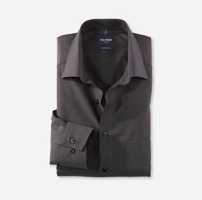 OLYMP CHAMBRAY LANGARM HEMD MODERN FIT ANTHRAZIT