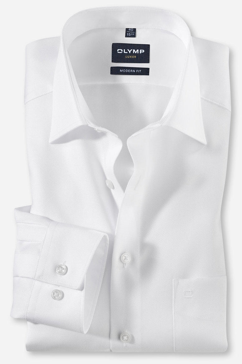 OLYMP NATTÉ LANGARM HEMD MODERN FIT WEISS