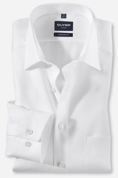 OLYMP NATTÉ LANGARM HEMD MODERN FIT WEISS