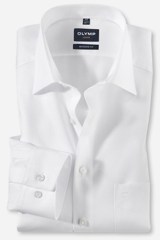 OLYMP NATTÉ LANGARM HEMD MODERN FIT WEISS