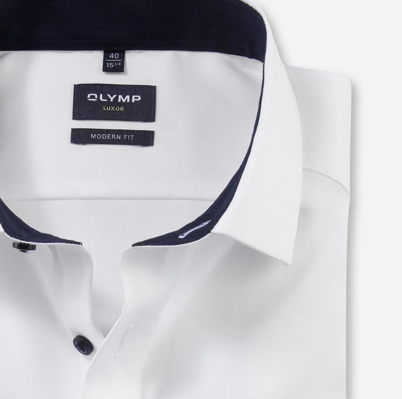 OLYMP NATTÉ LANGARM HEMD MODERN FIT WEISS MIT PATCHUNG