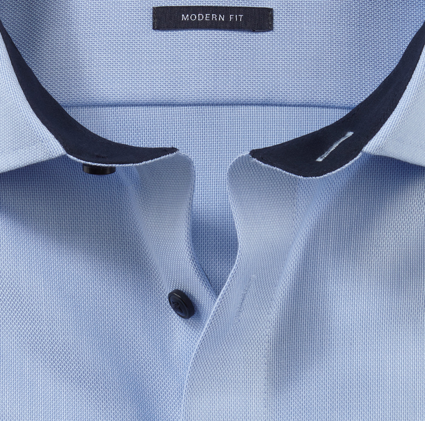 OLYMP NATTÉ LANGARM HEMD MODERN FIT HELLBLAU MIT PATCHUNG