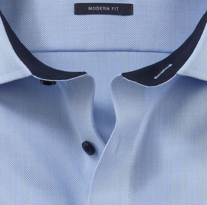 OLYMP NATTÉ LANGARM HEMD MODERN FIT HELLBLAU MIT PATCHUNG