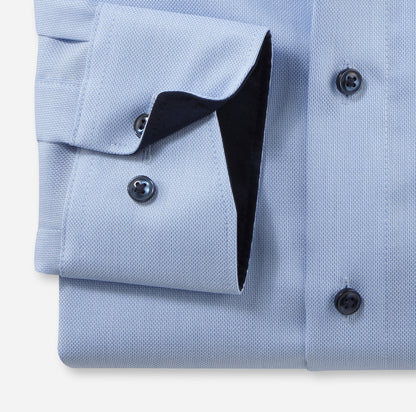 OLYMP NATTÉ LANGARM HEMD MODERN FIT HELLBLAU MIT PATCHUNG