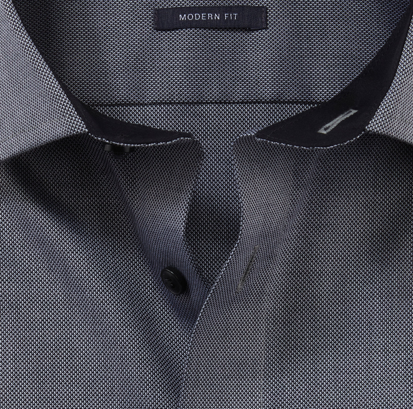OLYMP NATTÉ LANGARM HEMD MODERN FIT SCHWARZ MIT PATCHUNG