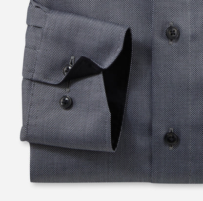 OLYMP NATTÉ LANGARM HEMD MODERN FIT SCHWARZ MIT PATCHUNG