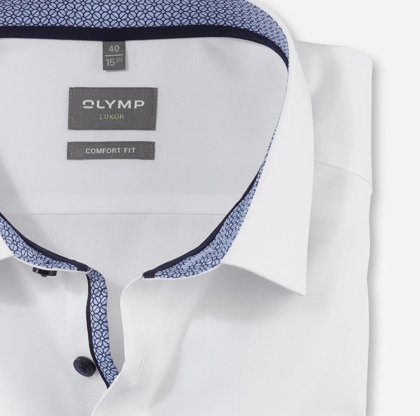 OLYMP LUXOR COMFORT FIT UNI LANGARM HEMD WEISS MIT PATCHUNG