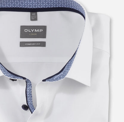 OLYMP LUXOR COMFORT FIT UNI LANGARM HEMD WEISS MIT PATCHUNG