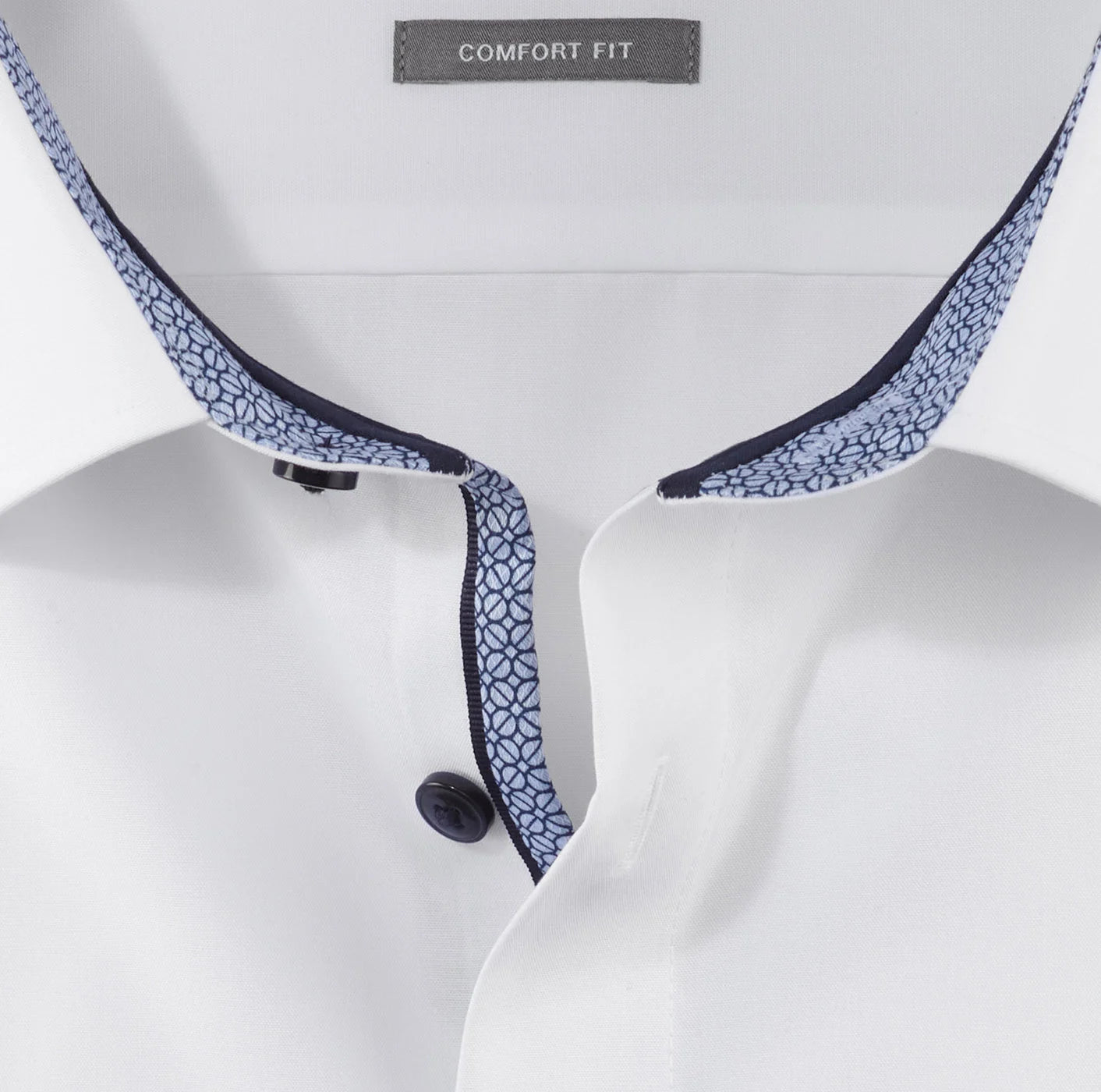 OLYMP LUXOR COMFORT FIT UNI LANGARM HEMD WEISS MIT PATCHUNG